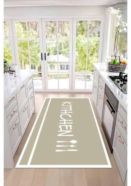 Baskılı Sade Modern Kitchen Yazılı Yıkanabilir Kaymaz Yolluk Salon Mutfak Halısı, Mutfak-91-Bej, fiyatları