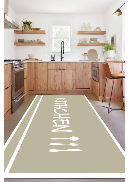 Baskılı Sade Modern Kitchen Yazılı Yıkanabilir Kaymaz Yolluk Salon Mutfak Halısı, Mutfak-91-Bej, modelleri