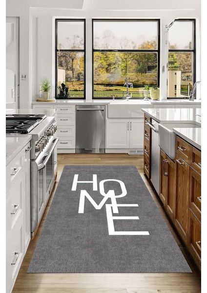 Dijital Baskılı Modern Home Yazılı Yıkanabilir Kaymaz Yolluk Salon Mutfak Halısı, Mutfak-71-Açıkgri,