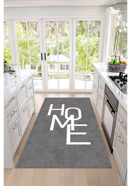 Dijital Baskılı Modern Home Yazılı Yıkanabilir Kaymaz Yolluk Salon Mutfak Halısı, Mutfak-71-Açıkgri,