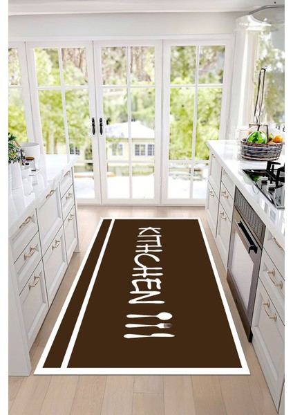Baskılı Sade Modern Kitchen Yazılı Yıkanabilir Kaymaz Yolluk Salon Mutfak Halısı, Mutfak-91-Kahve, fiyatları