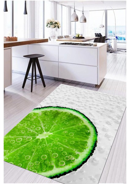 Baskılı Misket Limon Desenli Yıkanabilir Kaymaz Yolluk Salon Mutfak Halısı, Mutfak-63-Beyaz, fiyatları