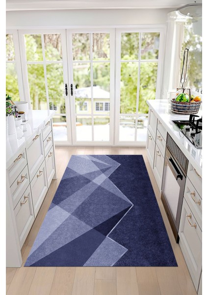 Dijital Baskılı Sade Dekoratif Yıkanabilir Kaymaz Yolluk Salon Mutfak Halısı, Mutfak-97-Mor,