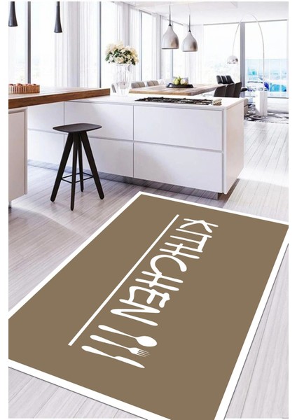 Baskılı Modern Kitchen Yazılı Yıkanabilir Kaymaz Yolluk Salon Mutfak Halısı, Mutfak-67-Bej, fiyatları