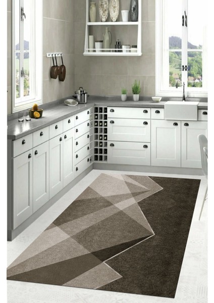 Dijital Baskılı Sade Dekoratif Yıkanabilir Kaymaz Yolluk Salon Mutfak Halısı, Mutfak-97-Bej, modelleri