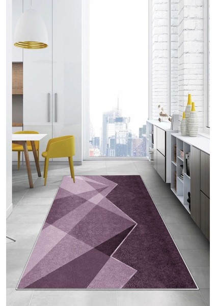 Dijital Baskılı Sade Dekoratif Yıkanabilir Kaymaz Yolluk Salon Mutfak Halısı, Mutfak-97-Lila, fırsatları