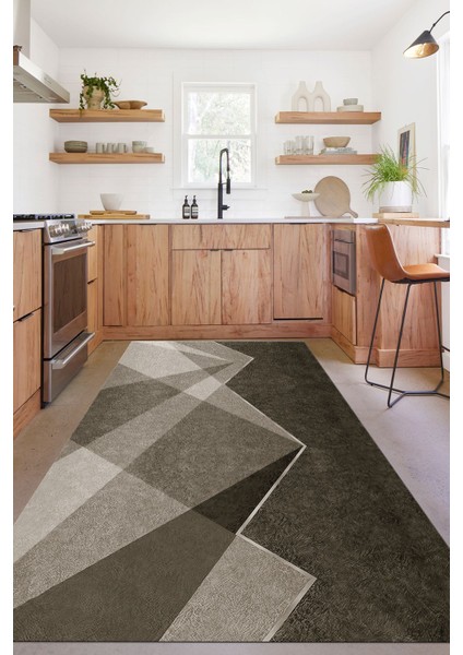 Dijital Baskılı Sade Dekoratif Yıkanabilir Kaymaz Yolluk Salon Mutfak Halısı, Mutfak-97-Bej, fiyatları