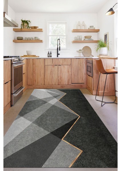 Dijital Baskılı Sade Dekoratif Yıkanabilir Kaymaz Yolluk Salon Mutfak Halısı, Mutfak-97-Gri, fiyatları