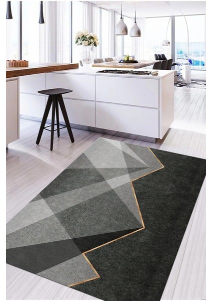 Dijital Baskılı Sade Dekoratif Yıkanabilir Kaymaz Yolluk Salon Mutfak Halısı, Mutfak-97-Gri, indirimleri
