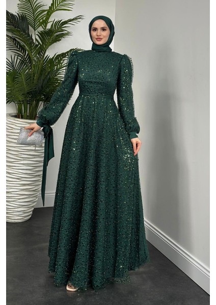 Hilly Kolları Fiyonk Saten Abiye Zümrüt fiyatları