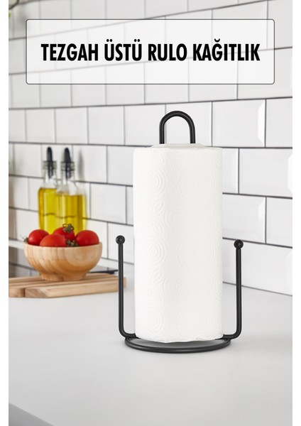 Metal Kağıt Havluluk & Dik Havlu Peçetelik Siyah 28 cm