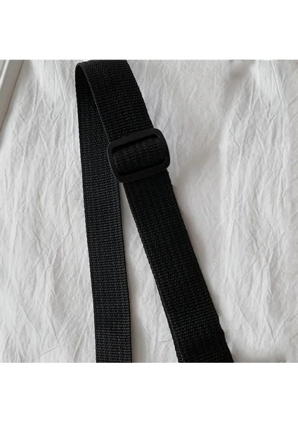 Panda Face Baskılı Fermuarlı Unisex Kanvas Siyah Omuz Çantası