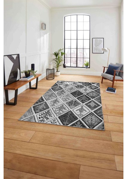 Baskılı Patchwork Etnik Modern Yıkanabilir Kaymaz Yolluk Mutfak Salon Halısı, Patchwork-32-Gri, fırsatları