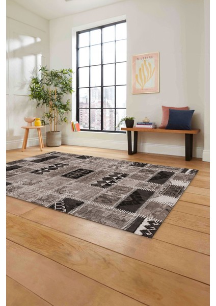 Baskılı Patchwork Etnik Model Yıkanabilir Kaymaz Yolluk Mutfak Salon Halısı, Patchwork-23-Vizon, fiyatları