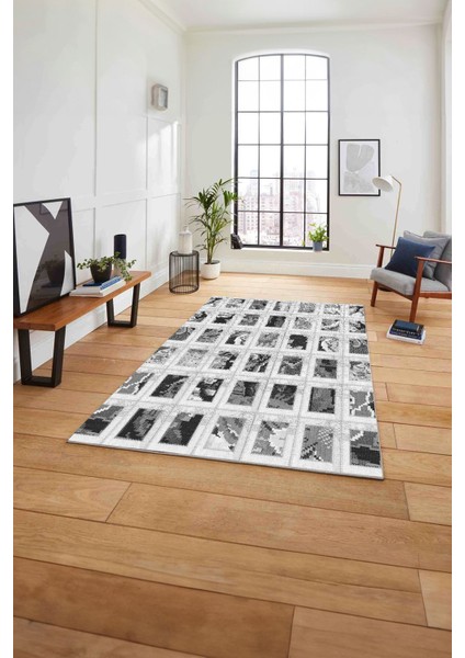 Baskılı Patchwork Iplik Desen Yıkanabilir Kaymaz Yolluk Mutfak Salon Halısı, Patchwork-25-Gri, fırsatları