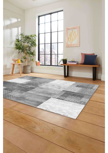 Baskılı Patchwork Dekoratif Yıkanabilir Kaymaz Yolluk Mutfak Salon Halısı, Patchwork-36-Gri, fiyatları
