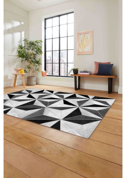 Baskılı Patchwork Geometrik Yıkanabilir Kaymaz Yolluk Mutfak Salon Halısı, Patchwork-38-Gri, fiyatları