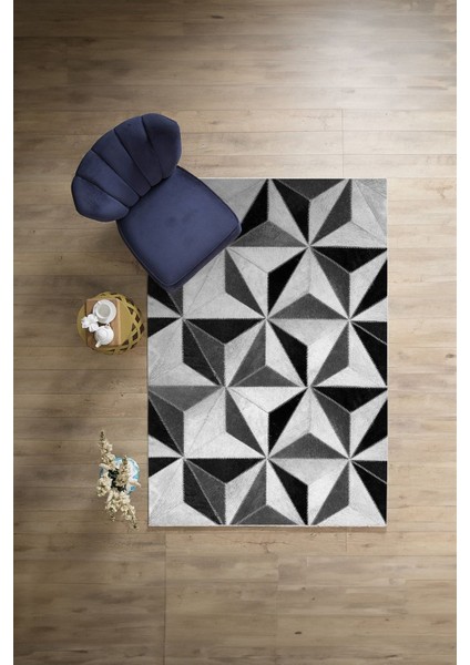 Baskılı Patchwork Geometrik Yıkanabilir Kaymaz Yolluk Mutfak Salon Halısı, Patchwork-38-Gri, modelleri