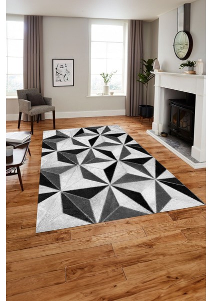 Baskılı Patchwork Geometrik Yıkanabilir Kaymaz Yolluk Mutfak Salon Halısı, Patchwork-38-Gri, indirimleri