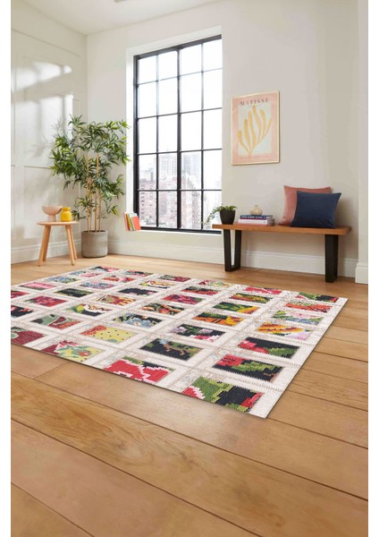 Baskılı Patchwork Iplik Desen Yıkanabilir Kaymaz Yolluk Mutfak Salon Halısı, Patchwork-25-Renkli, fiyatları