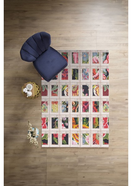 Baskılı Patchwork Iplik Desen Yıkanabilir Kaymaz Yolluk Mutfak Salon Halısı, Patchwork-25-Renkli, modelleri
