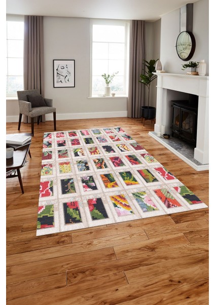 Baskılı Patchwork Iplik Desen Yıkanabilir Kaymaz Yolluk Mutfak Salon Halısı, Patchwork-25-Renkli, indirimleri