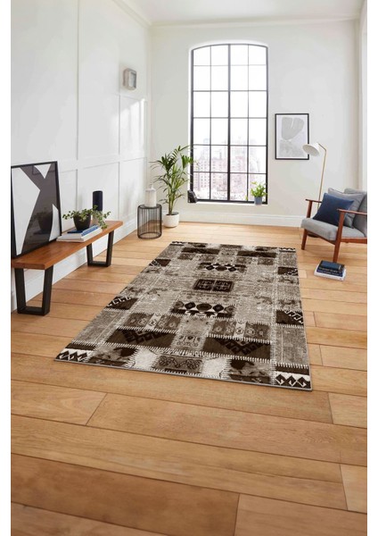 Baskılı Patchwork Etnik Model Yıkanabilir Kaymaz Yolluk Mutfak Salon Halısı, Patchwork-23-Kahve, fırsatları