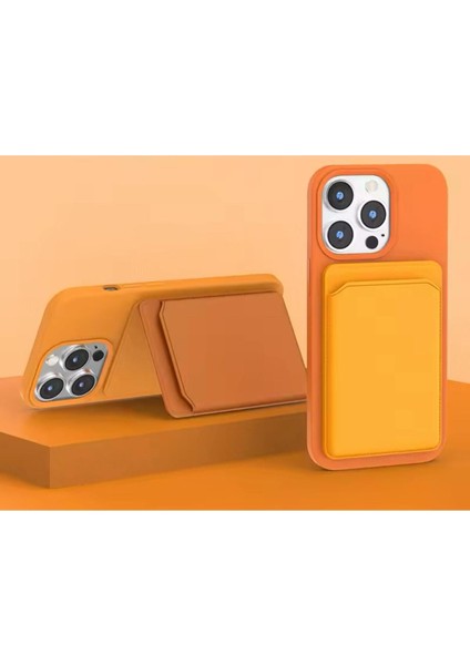 Magsafe Özellikli Güçlü Mıknatıslı Deri Kartlık Cüzdan Tüm Telefonlar ile Uyumlu Manyetik Kartlık