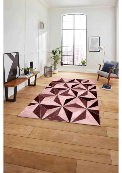 Baskılı Patchwork Geometrik Yıkanabilir Kaymaz Yolluk Mutfak Salon Halısı, Patchwork-38-Bordo,