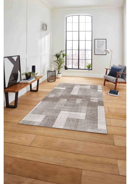 Baskılı Patchwork Çizgili Model Yıkanabilir Kaymaz Yolluk Mutfak Salon Halısı, Patchwork-33-Vizon, fırsatları