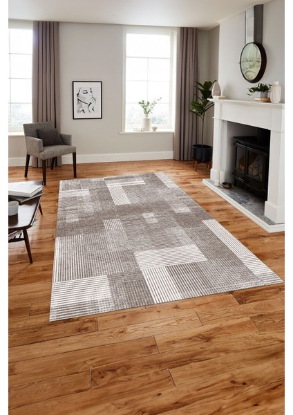 Baskılı Patchwork Çizgili Model Yıkanabilir Kaymaz Yolluk Mutfak Salon Halısı, Patchwork-33-Vizon, indirimleri