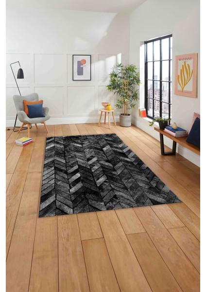 Baskılı Patchwork Çizgili Yıkanabilir Kaymaz Yolluk Mutfak Salon Halısı, Patchwork-29-Gri,