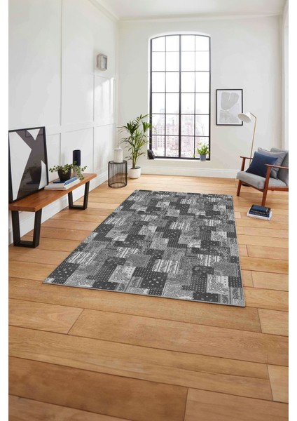 Baskılı Patchwork Klasik Model Yıkanabilir Kaymaz Yolluk Mutfak Salon Halısı, Patchwork-31-Gri, fırsatları