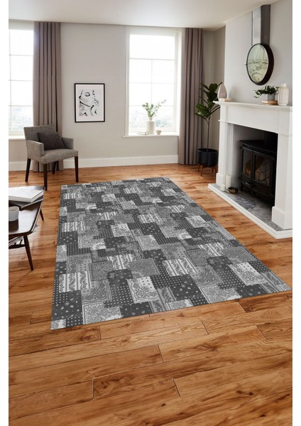 Baskılı Patchwork Klasik Model Yıkanabilir Kaymaz Yolluk Mutfak Salon Halısı, Patchwork-31-Gri, indirimleri