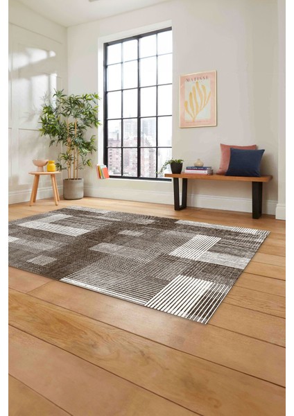 Baskılı Patchwork Çizgili Model Yıkanabilir Kaymaz Yolluk Mutfak Salon Halısı, Patchwork-33-Kahve, fiyatları