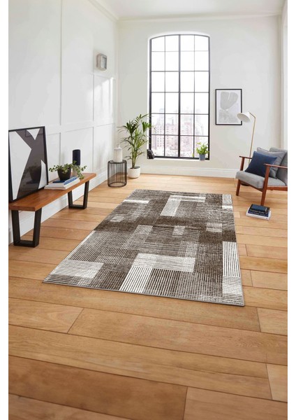 Baskılı Patchwork Çizgili Model Yıkanabilir Kaymaz Yolluk Mutfak Salon Halısı, Patchwork-33-Kahve, fırsatları