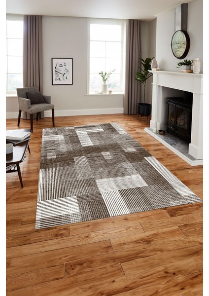 Baskılı Patchwork Çizgili Model Yıkanabilir Kaymaz Yolluk Mutfak Salon Halısı, Patchwork-33-Kahve, indirimleri