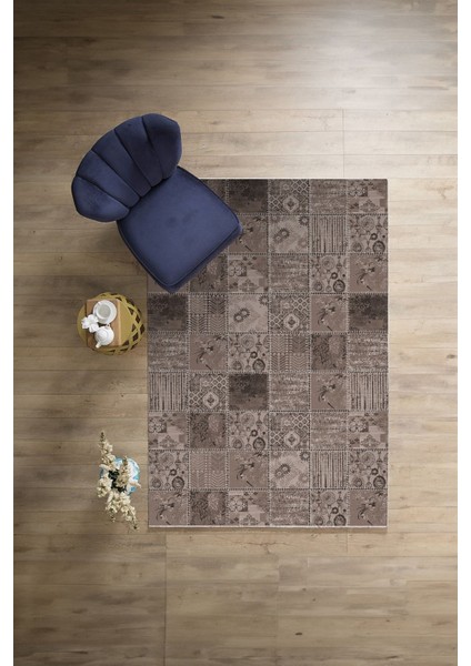 Baskılı Patchwork Klasik Motif Yıkanabilir Kaymaz Yolluk Mutfak Salon Halısı, Patchwork-35-Vizon, modelleri