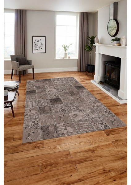 Baskılı Patchwork Klasik Motif Yıkanabilir Kaymaz Yolluk Mutfak Salon Halısı, Patchwork-35-Vizon, indirimleri