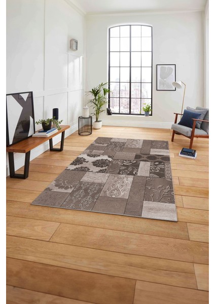 Baskılı Patchwork Çiçek Motifli Yıkanabilir Kaymaz Yolluk Mutfak Salon Halısı, Patchwork-34-Vizon, fırsatları