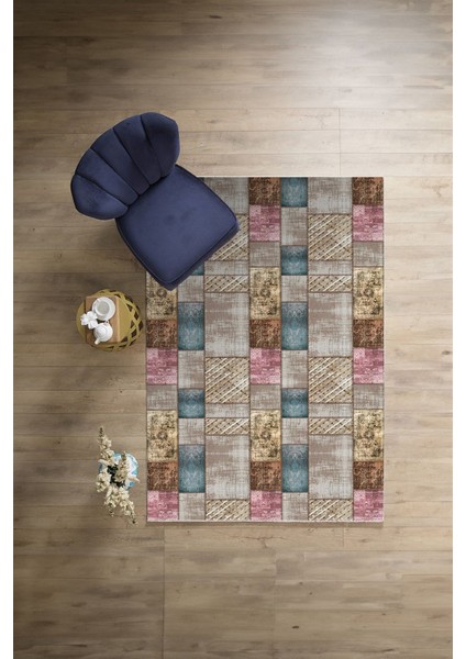 Baskılı Patchwork Klasik Desen Yıkanabilir Kaymaz Yolluk Mutfak Salon Halısı, Patchwork-27-Renkli, modelleri