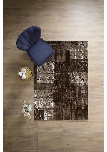 Baskılı Patchwork Sade Modern Yıkanabilir Kaymaz Yolluk Mutfak Salon Halısı, Patchwork-30-Kahve, modelleri