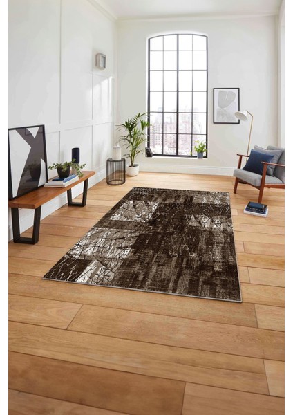 Baskılı Patchwork Sade Modern Yıkanabilir Kaymaz Yolluk Mutfak Salon Halısı, Patchwork-30-Kahve, fırsatları
