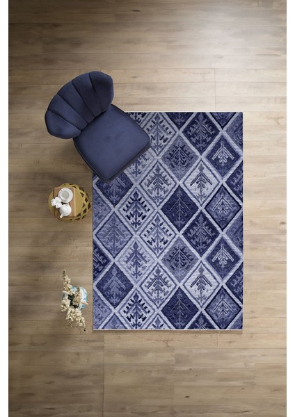 Baskılı Patchwork Etnik Modern Yıkanabilir Kaymaz Yolluk Mutfak Salon Halısı, Patchwork-32-Lacivert, modelleri