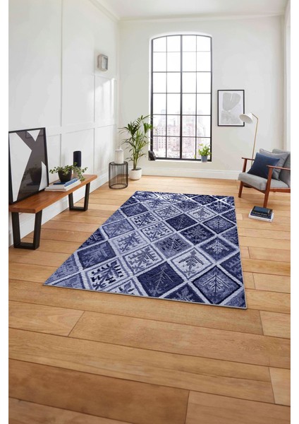 Baskılı Patchwork Etnik Modern Yıkanabilir Kaymaz Yolluk Mutfak Salon Halısı, Patchwork-32-Lacivert, fırsatları