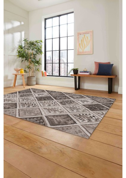 Baskılı Patchwork Etnik Modern Yıkanabilir Kaymaz Yolluk Mutfak Salon Halısı, Patchwork-32-Vizon, fiyatları