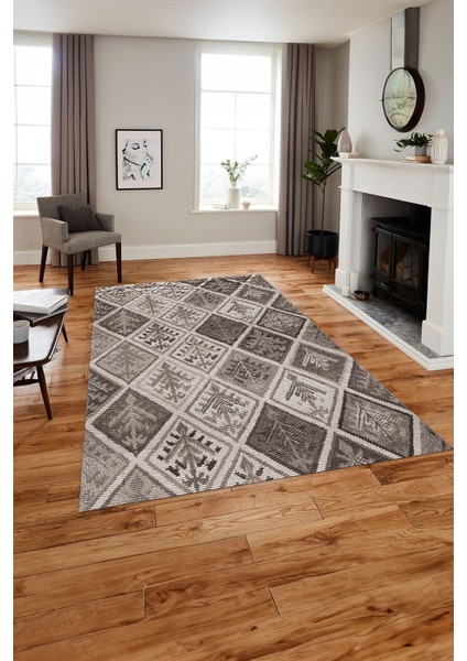 Baskılı Patchwork Etnik Modern Yıkanabilir Kaymaz Yolluk Mutfak Salon Halısı, Patchwork-32-Vizon, indirimleri
