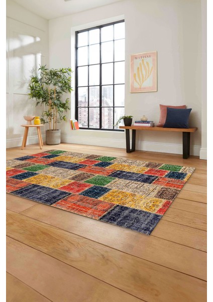 Baskılı Patchwork Sade Modern Yıkanabilir Kaymaz Yolluk Mutfak Salon Halısı, Patchwork-21-Renkli, fiyatları