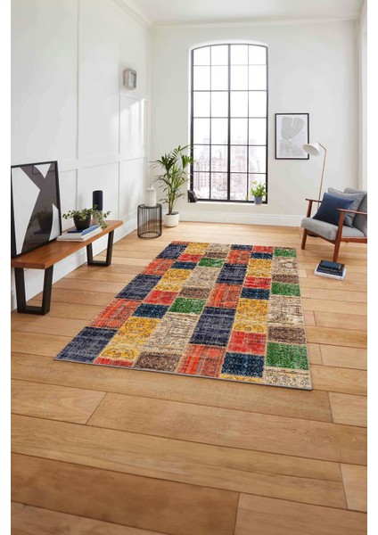 Baskılı Patchwork Sade Modern Yıkanabilir Kaymaz Yolluk Mutfak Salon Halısı, Patchwork-21-Renkli, fırsatları