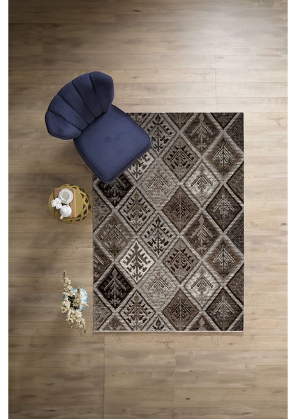 Baskılı Patchwork Etnik Modern Yıkanabilir Kaymaz Yolluk Mutfak Salon Halısı, Patchwork-32-Kahve, modelleri